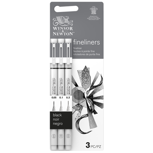 Winsor & Newton Fineliner Punta Fina X3 Negro