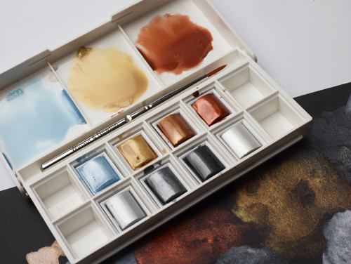 Winsor & Newton Acuarela Cotman Set de Bolsillo Colores Metálicos 8 medio godets