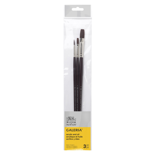 Winsor & Newton Galeria Pincel Mango Corto Pack x3 (R: 4; PL: 4, 12)