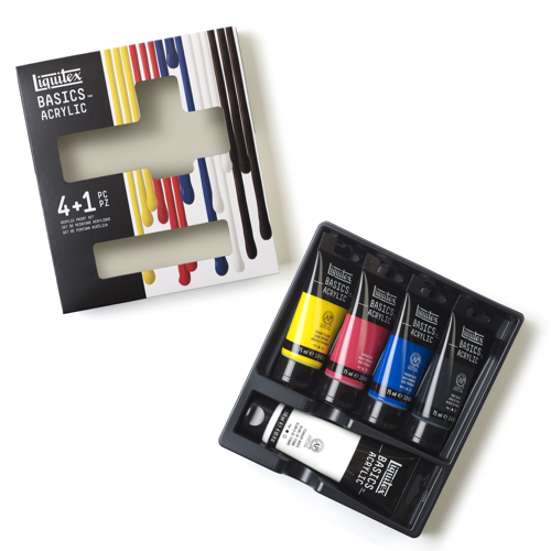 Liquitex Basics Acrílico Set 4x75ml + Blanco 1x118ml