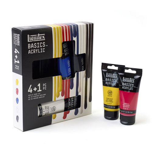 Liquitex Basics Acrílico Set 4x75ml + Blanco 1x118ml