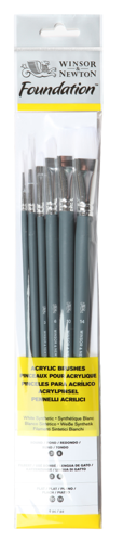 Winsor & Newton Pincel Foundation Acrílico Mango Largo 6 Pack No. 8