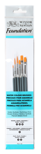 Winsor & Newton Pincel Foundation Acuarela Mango Corto 6 Pack No. 16