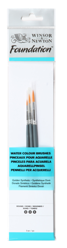 Winsor & Newton Pincel Foundation Acuarela Mango Corto 3 Pack No. 10