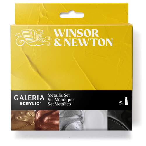 Winsor & Newton Acrilico Galeria Set Tubos 5x60ml Colores Metálicos