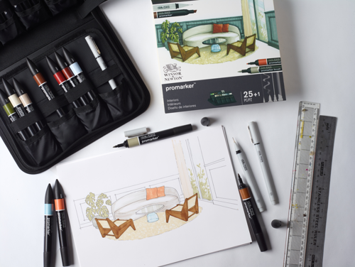 Winsor & Newton Promarker Set Mixto Diseño Interiores - Estuche