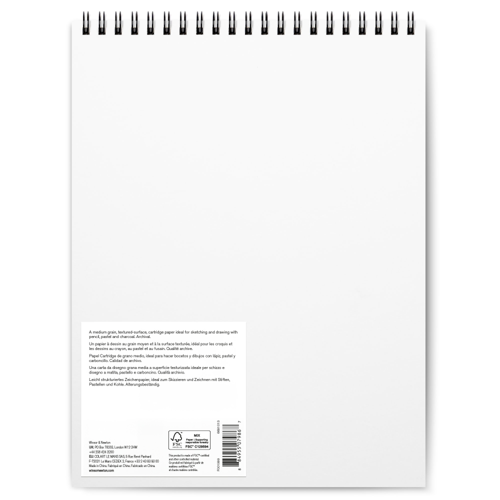 Winsor & Newton Papel Dibujo Bloc Espiral Grano Medio 150G 27,9x35,6cm 25 Hojas