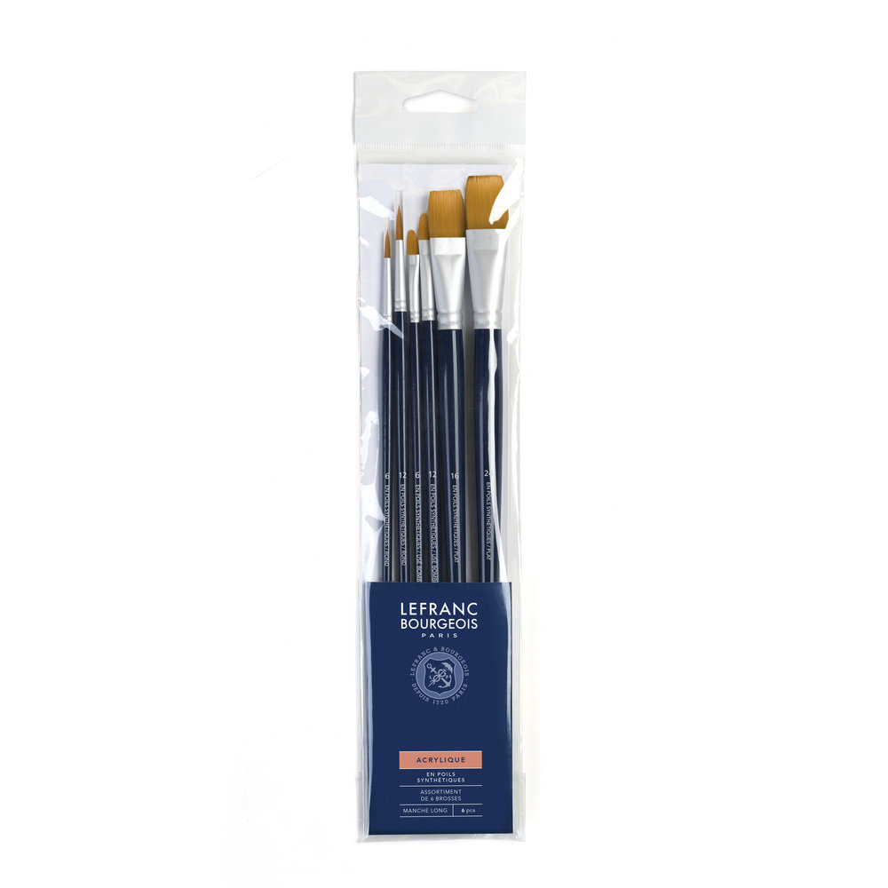 Lefranc Bourgeois Assortiment de Pinceaux Fins à Manche Long 6 pièces