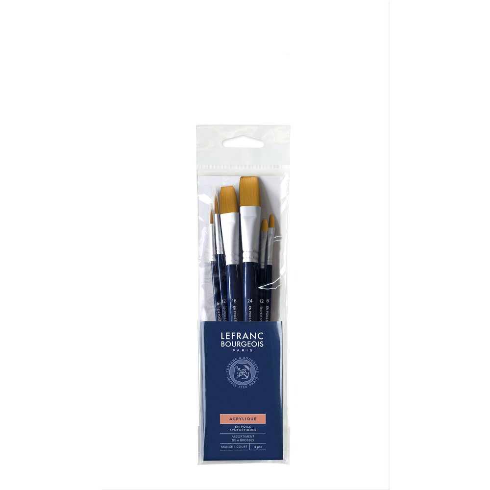 Lefranc Bourgeois Assortiment de Pinceaux Fins à Manche Court 6 pièces
