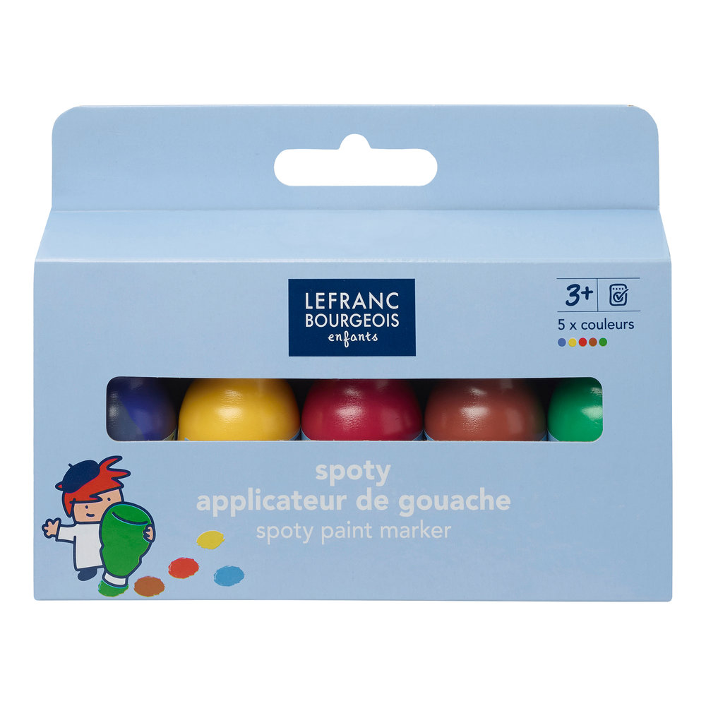 Lefranc Bourgeois Enfants Assortiment de 5 Applicateurs de Gouache Spoty