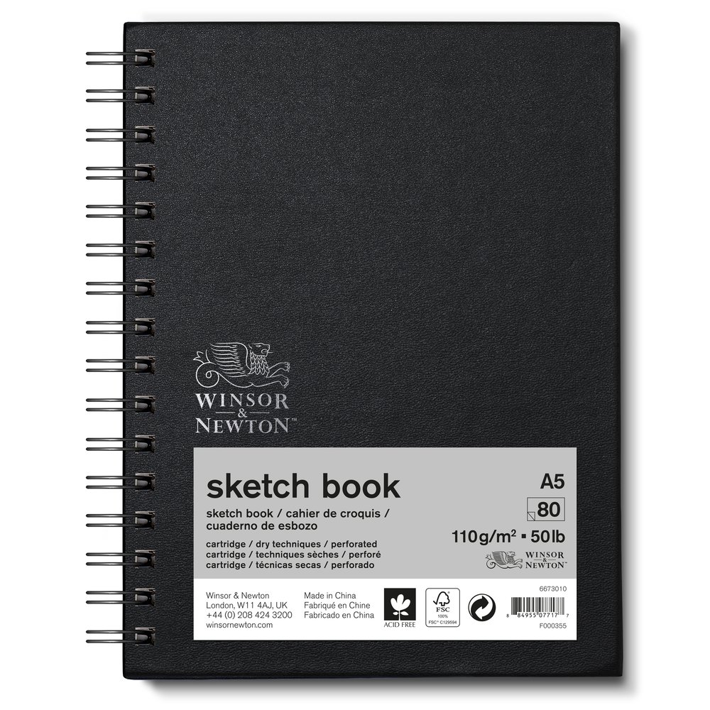Winsor & Newton Papier Esquisse Cahier De Croquis Spirale 110g A5 80 Feuilles