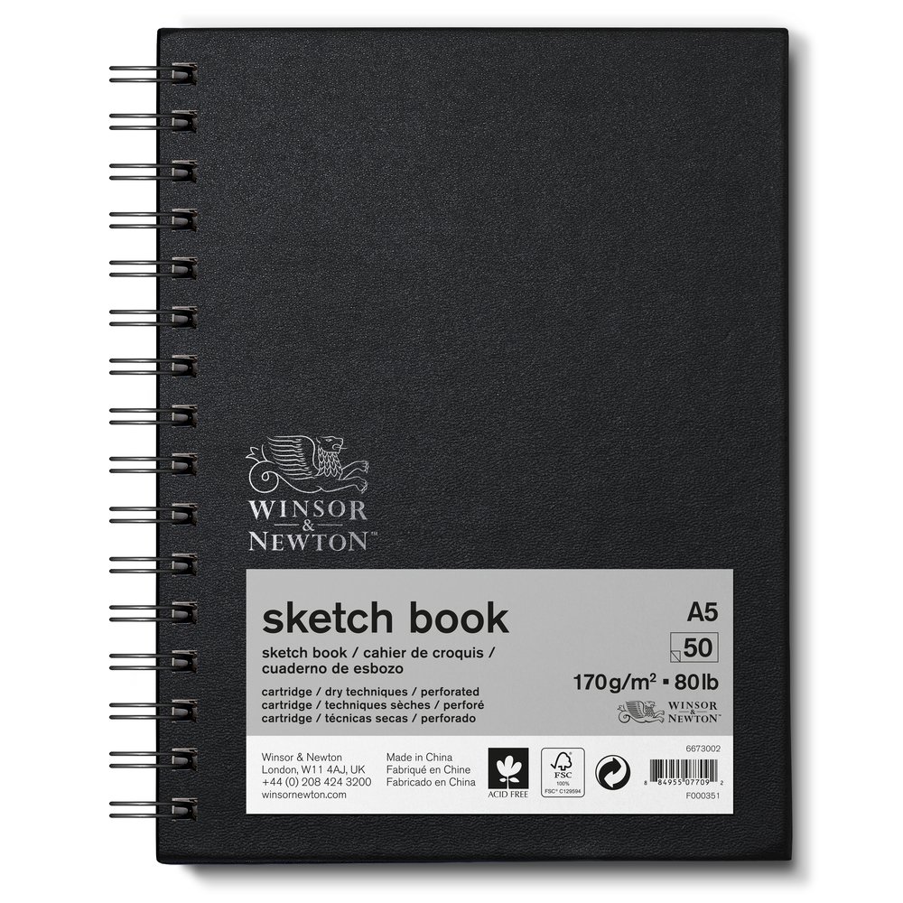 Winsor & Newton Papier Esquisse Cahier De Croquis Spirale 170g A5 50 Feuilles