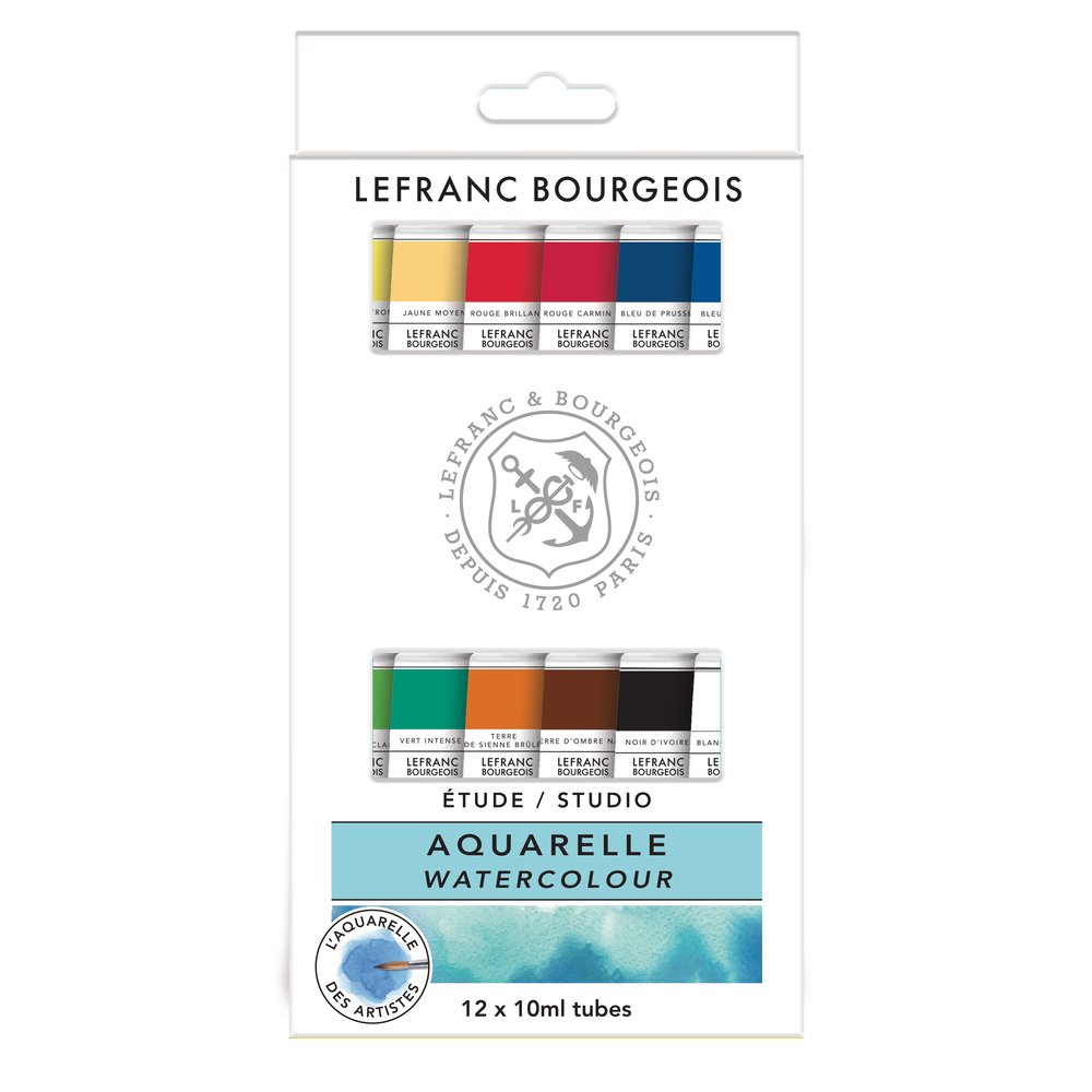 Lefranc Bourgeois Assortiment d'Aquarelle Etude 12 tubes