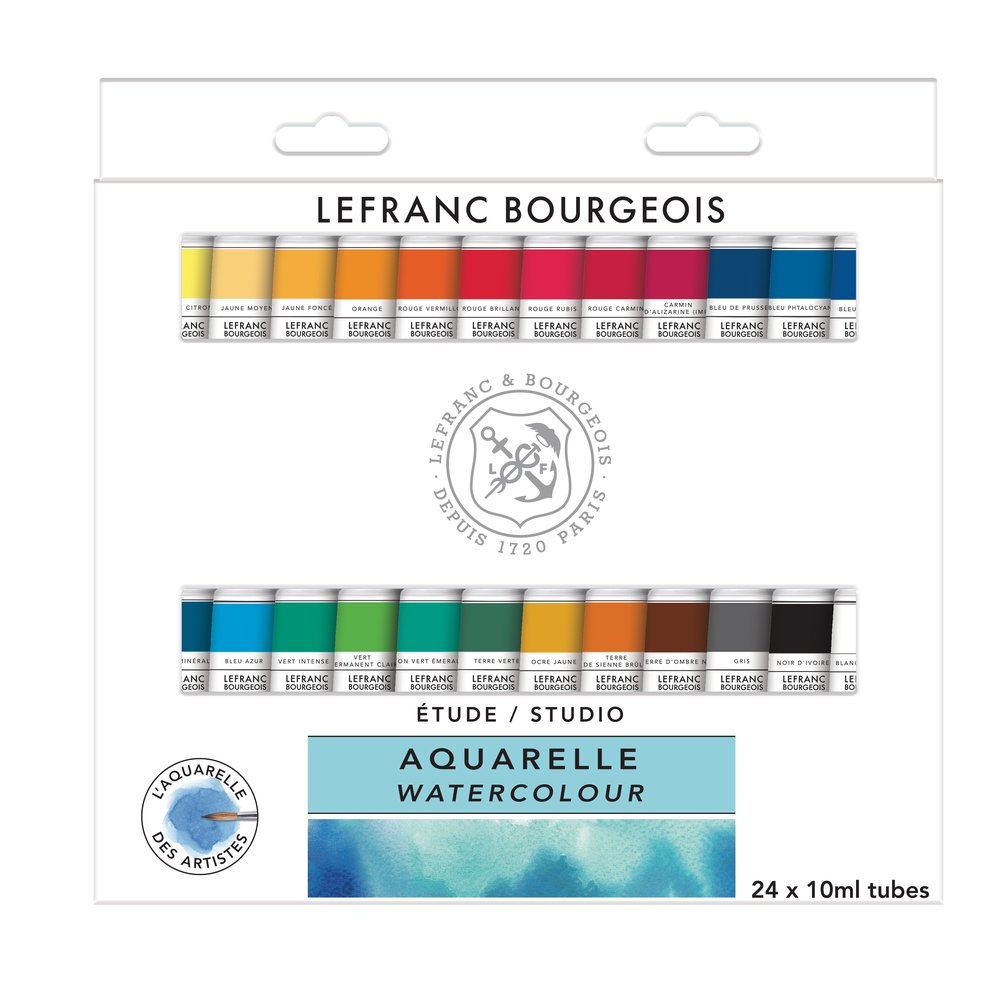 Lefranc Bourgeois Assortiment d'Aquarelle Etude 24 tubes