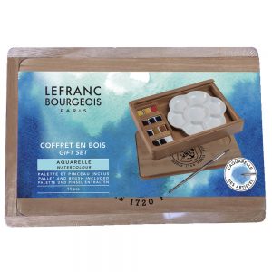 Lefranc Bourgeois Coffret en bois d’Aquarelle Fine de 12 Demi Godets et Accessoires