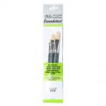 Winsor & Newton Foundation Pinceaux Huile Soie Manche Court x3 Plat 4/10/14