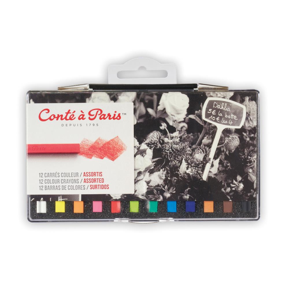 Conté à Paris Boite Plastique x12 Carrés Couleur Assortis Crochet
