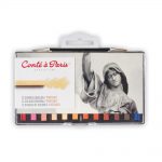 Conté à Paris Boite Plastique x12 Carrés Couleur Portrait Crochet