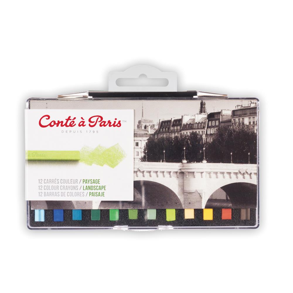 Conté à Paris Boite Plastique x12 Carrés Couleur Paysage Crochet