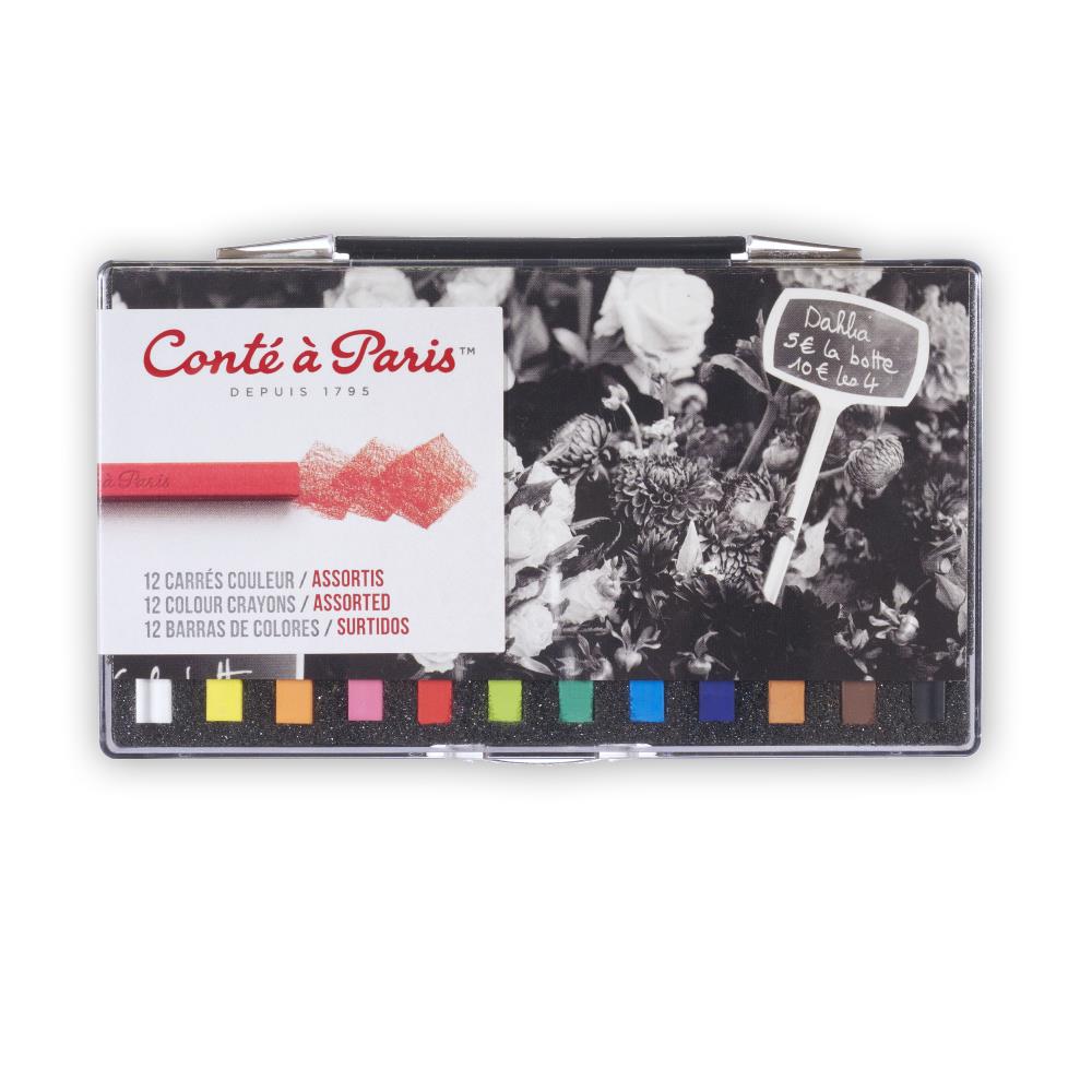 Conté à Paris Boite Plastique 12 Carres Couleur Assortis