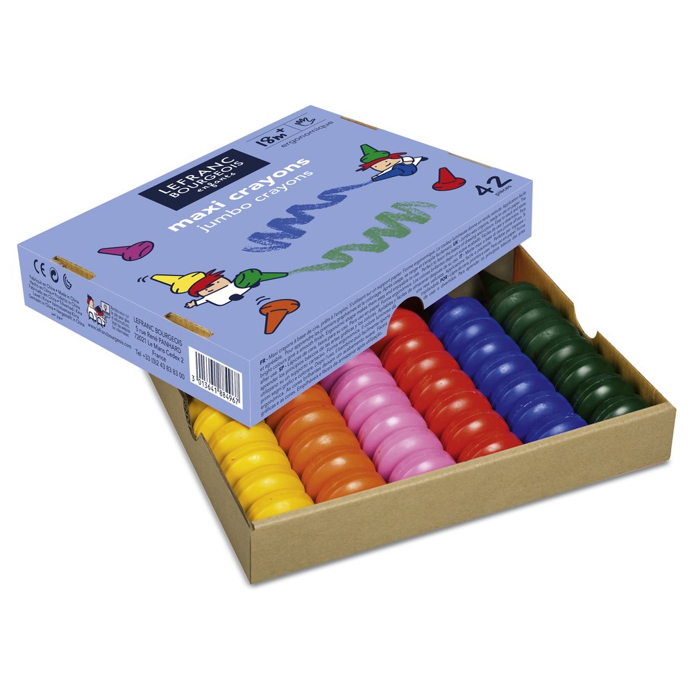 Lefranc Bourgeois Enfants Assortiment de 42 Maxi Crayons 6 Coloris