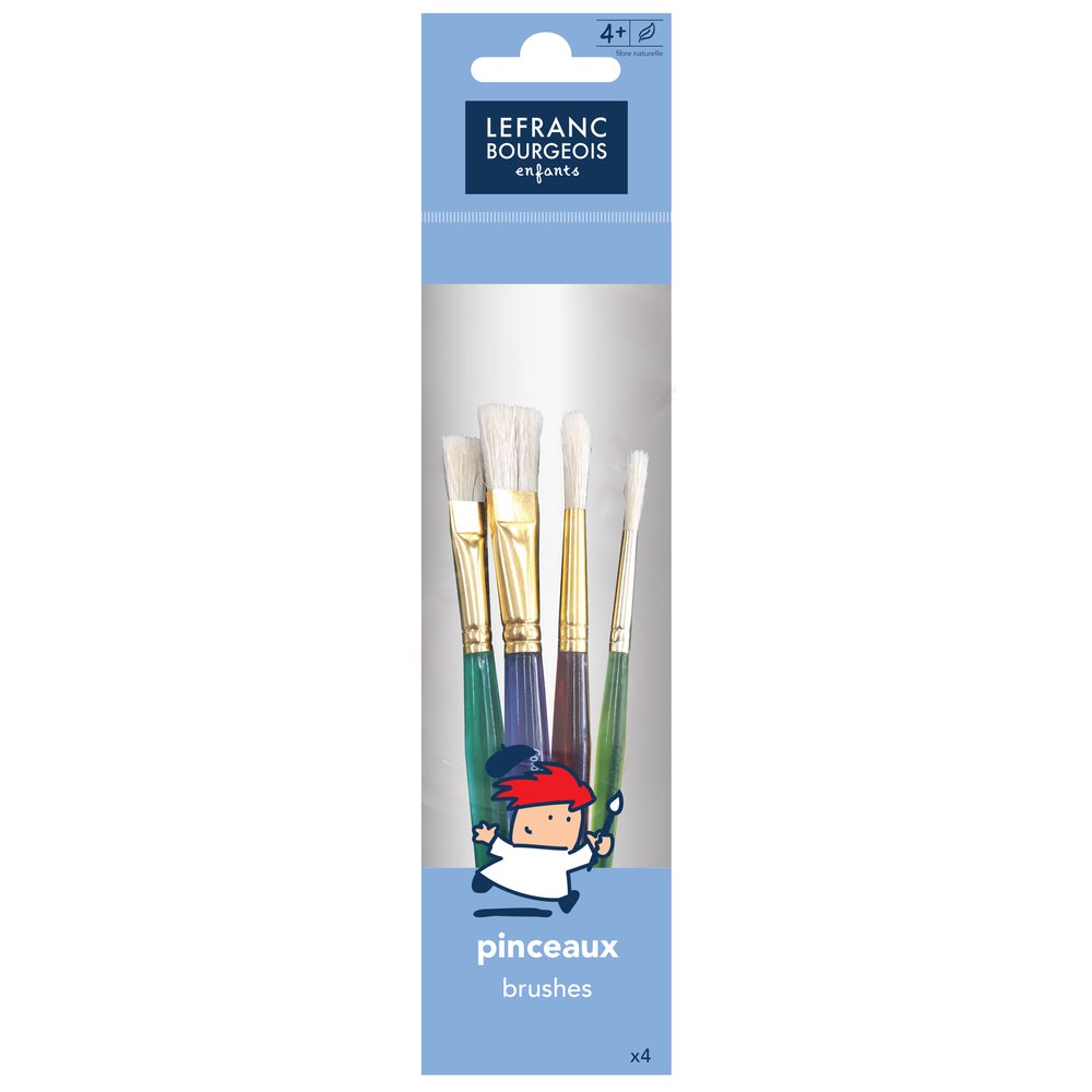 Lefranc Bourgeois Enfants Assortiment de Pinceaux Fun en Soie de Porc (N°10/12/14/18)