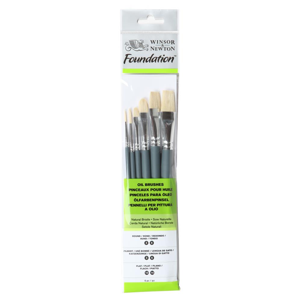 Winsor & Newton Foundation Pinceaux Huile Soie Manche Court x6