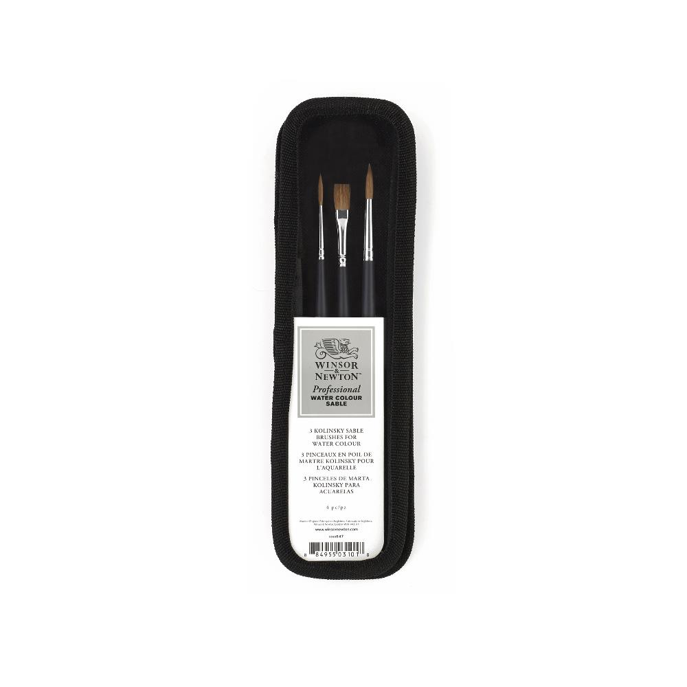 Winsor & Newton Pro Pinceaux Martre Aquarelle Manche Court Set 3