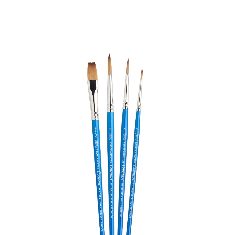 Winsor & Newton Set N°1 De 4 Pinceaux Cotman Manche Court