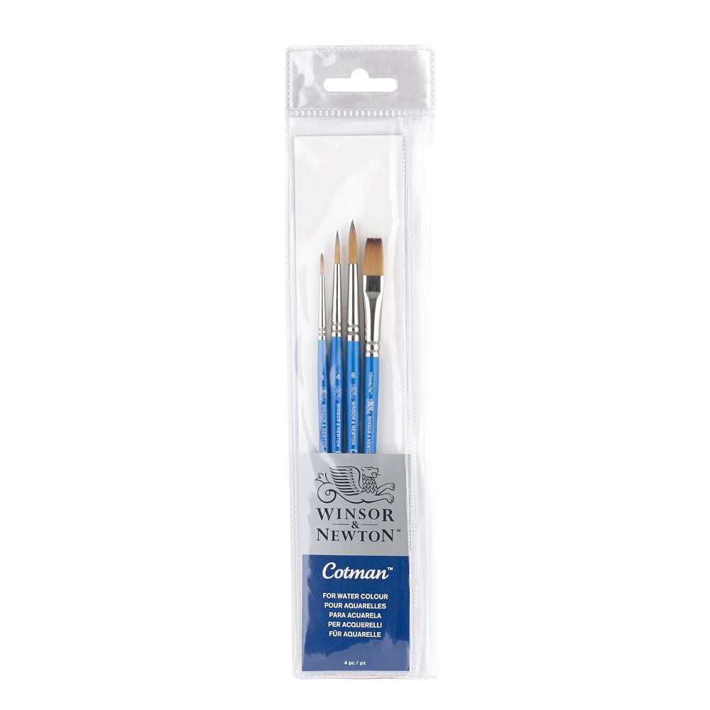 Winsor & Newton Set N°1 De 4 Pinceaux Cotman Manche Court