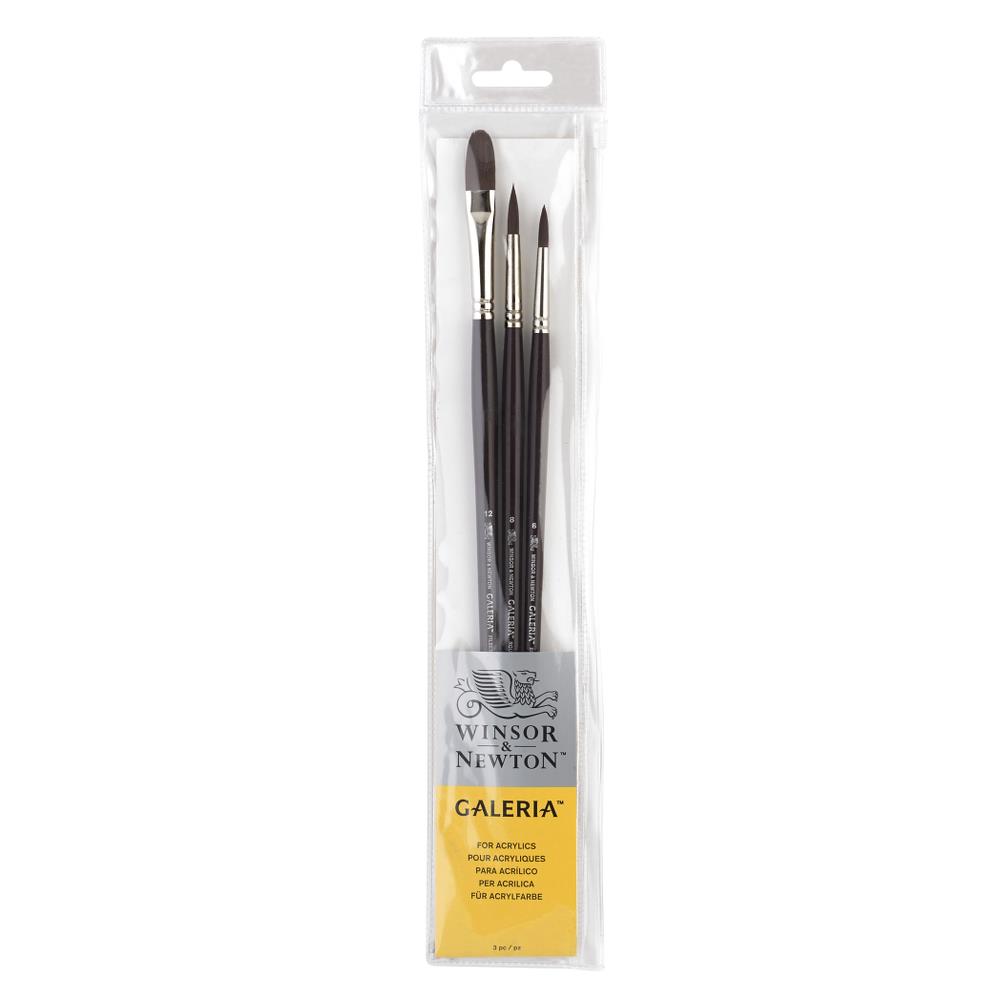 Winsor & Newton Set 3 Brosses Galeria Manche Long