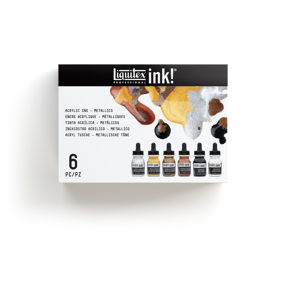 Liquitex Encre Acrylique Ink Set 6x30ml Couleurs Metalliques