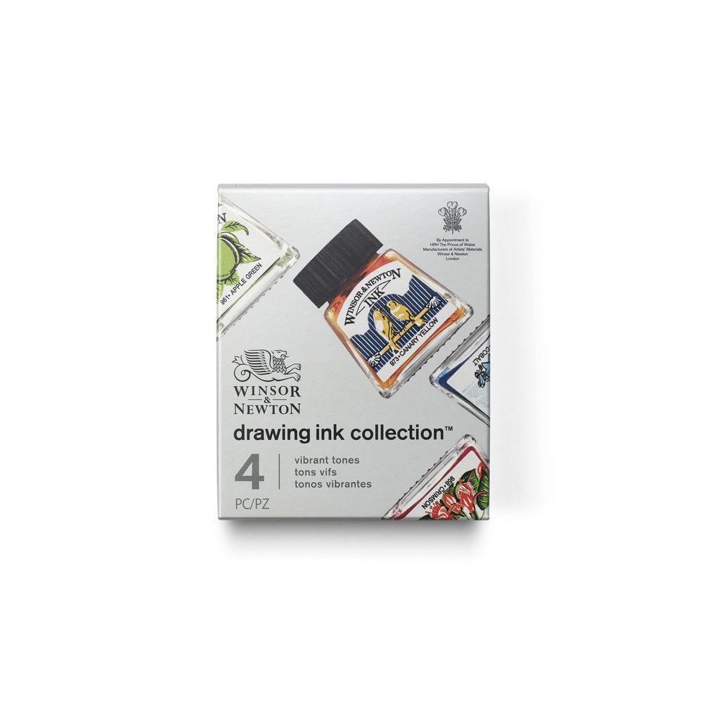 Winsor & Newton Encres à dessiner x4 Tons Vibrants
