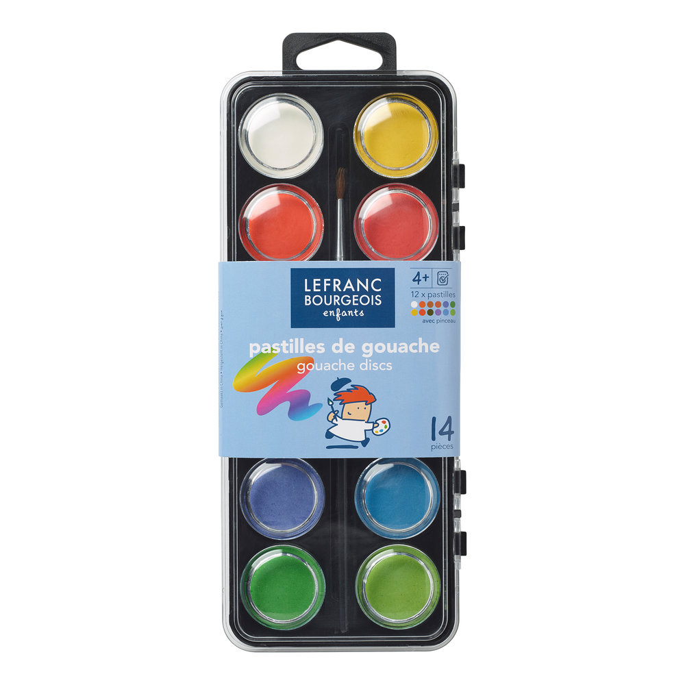 Lefranc Bourgeois Enfants Boîte de 12 Pastille de Gouache et Accessoires