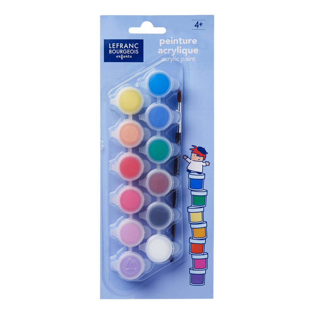 Lefranc Bourgeois Enfants Assortiment de 12 Pilulier pour Peinture Acrylique