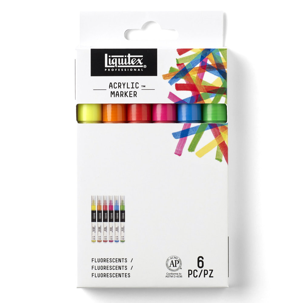 Liquitex Set 6 Marqueurs Pointe Fine Couleurs Fluorescentes