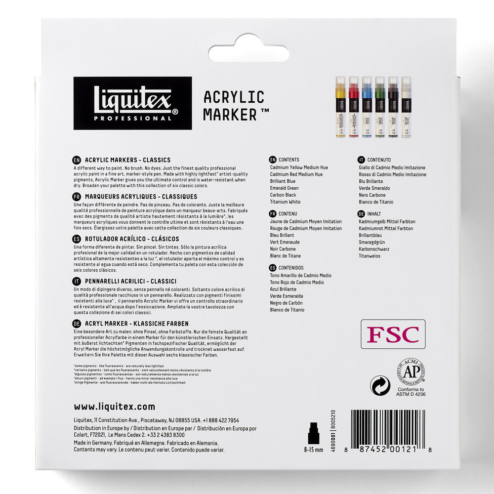 Liquitex Set 6 Markers Pointe Large