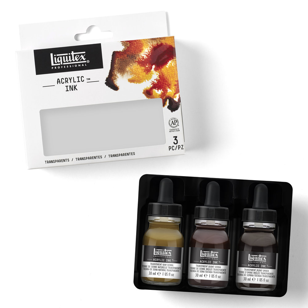 Liquitex Encre Acrylique Ink Pack 3 Couleurs Transparentes