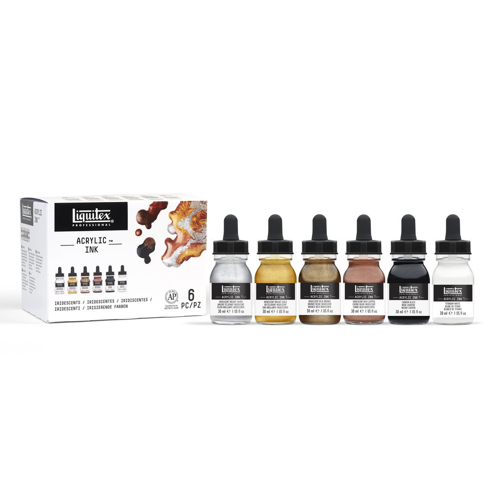 Liquitex Encre Acrylique Ink Set 6x30ml Couleurs Metalliques