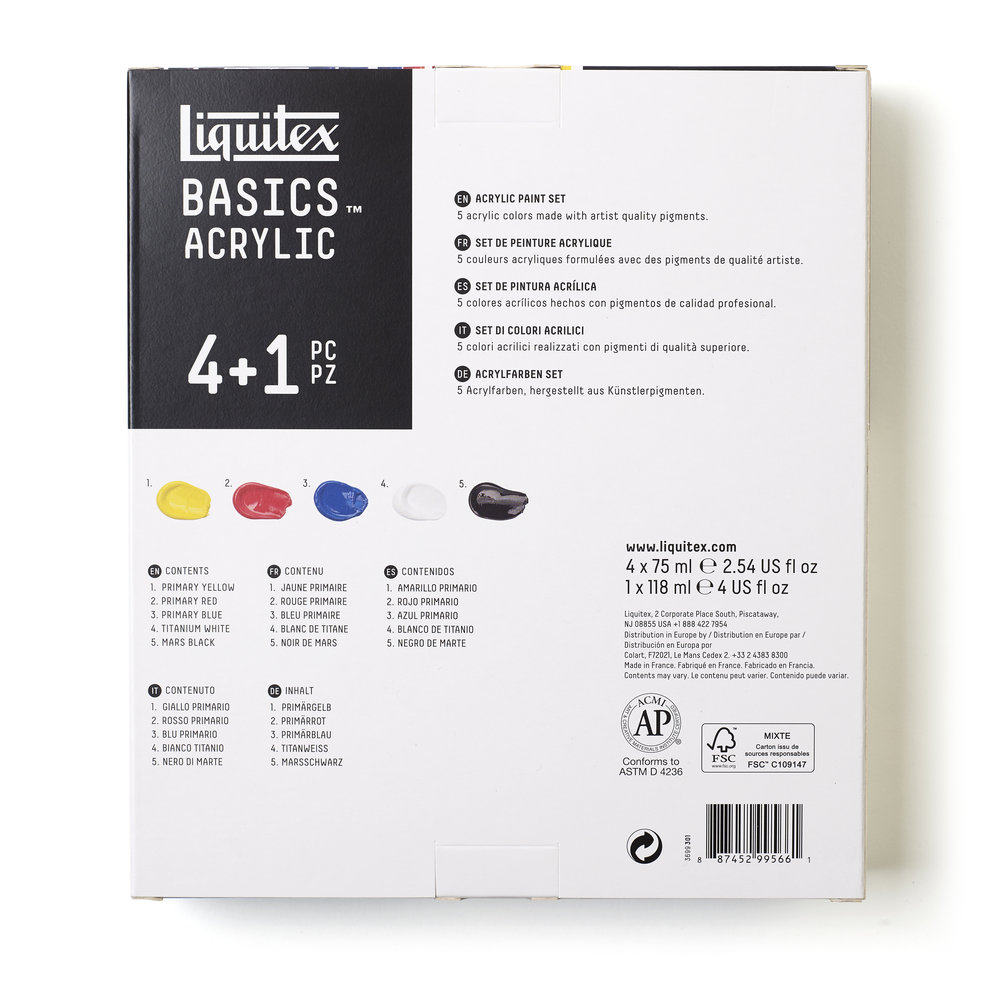 Liquitex Basics Acrylique Set 4x75ml + 1x118ml