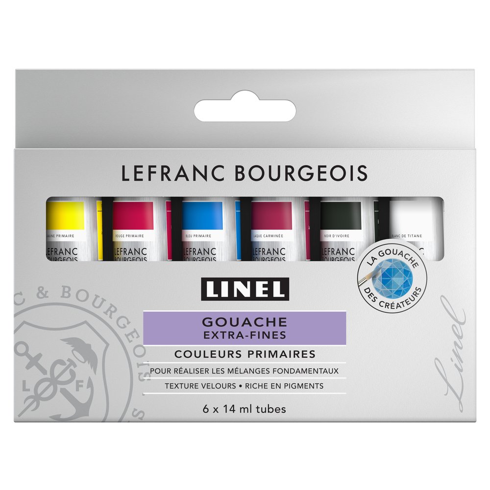 Lefranc Bourgeois Set de Gouache Linel Extra-Fine 6 Tubes Couleur Primaire