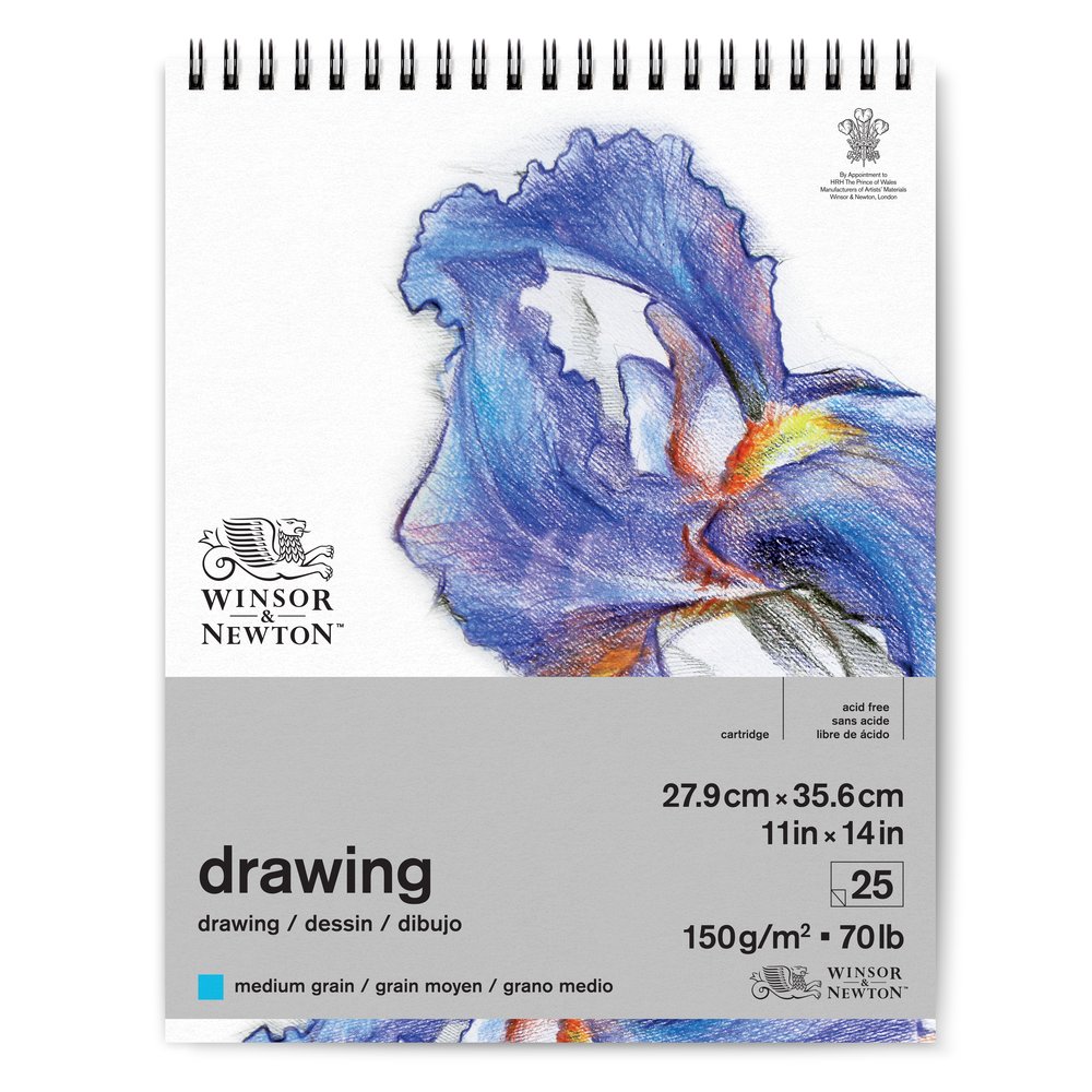 Winsor & Newton Papier Dessin Bloc Spirale Grain Moyen 150g 27,9x35,6cm 25 Feuilles