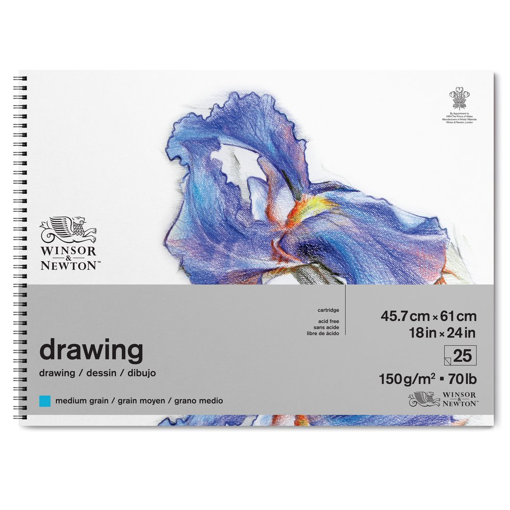 Winsor & Newton Papier Dessin Bloc Spirale Grain Moyen 150g 45,7x61cm 25 Feuilles