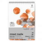 Winsor & Newton Papier Pour Technique Mixte Bloc Spirale 250g A3 30 Feuilles