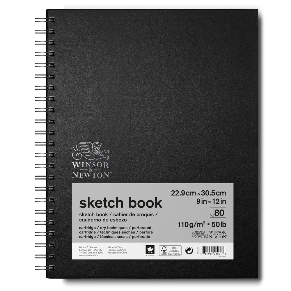 Winsor & Newton Papier Esquisse Cahier De Croquis Spirale 110g 22,9x30,5cm 80 Feuilles