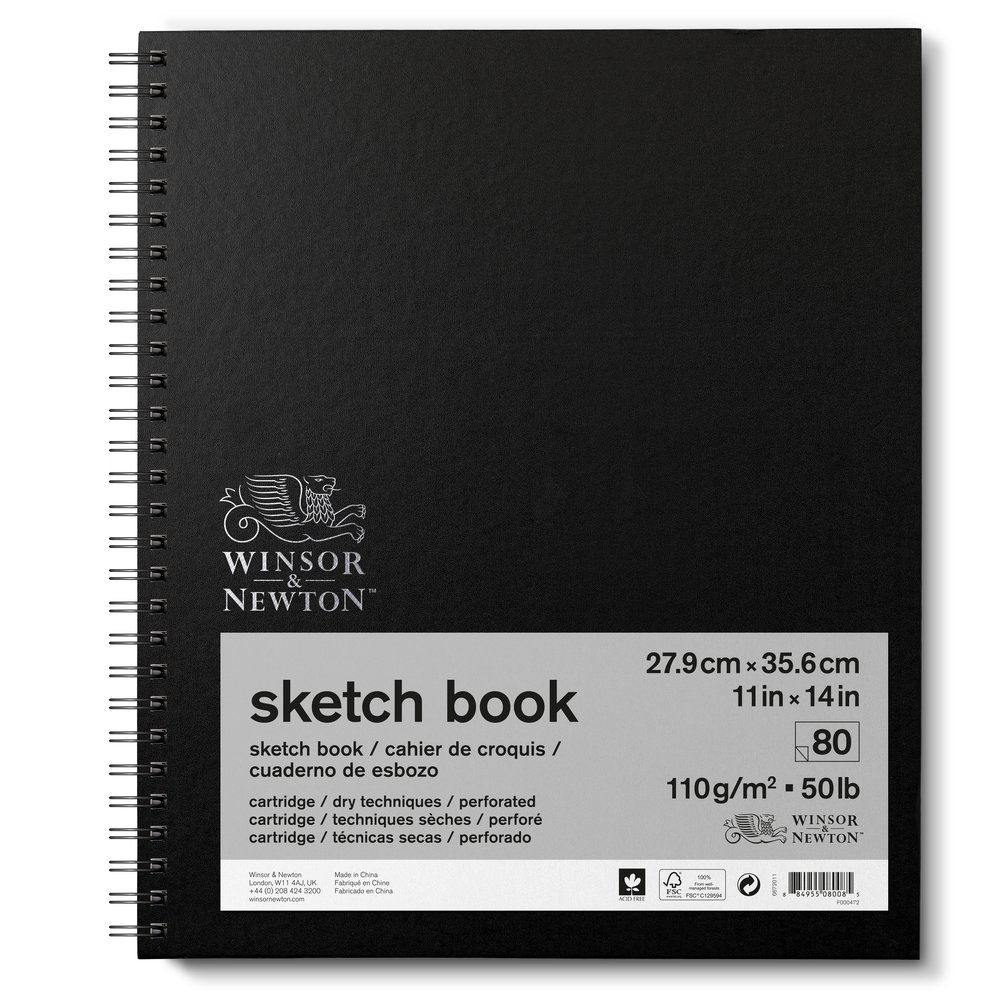 Winsor & Newton Papier Esquisse Cahier De Croquis Spirale 110g 27,9x35,6cm 80 Feuilles