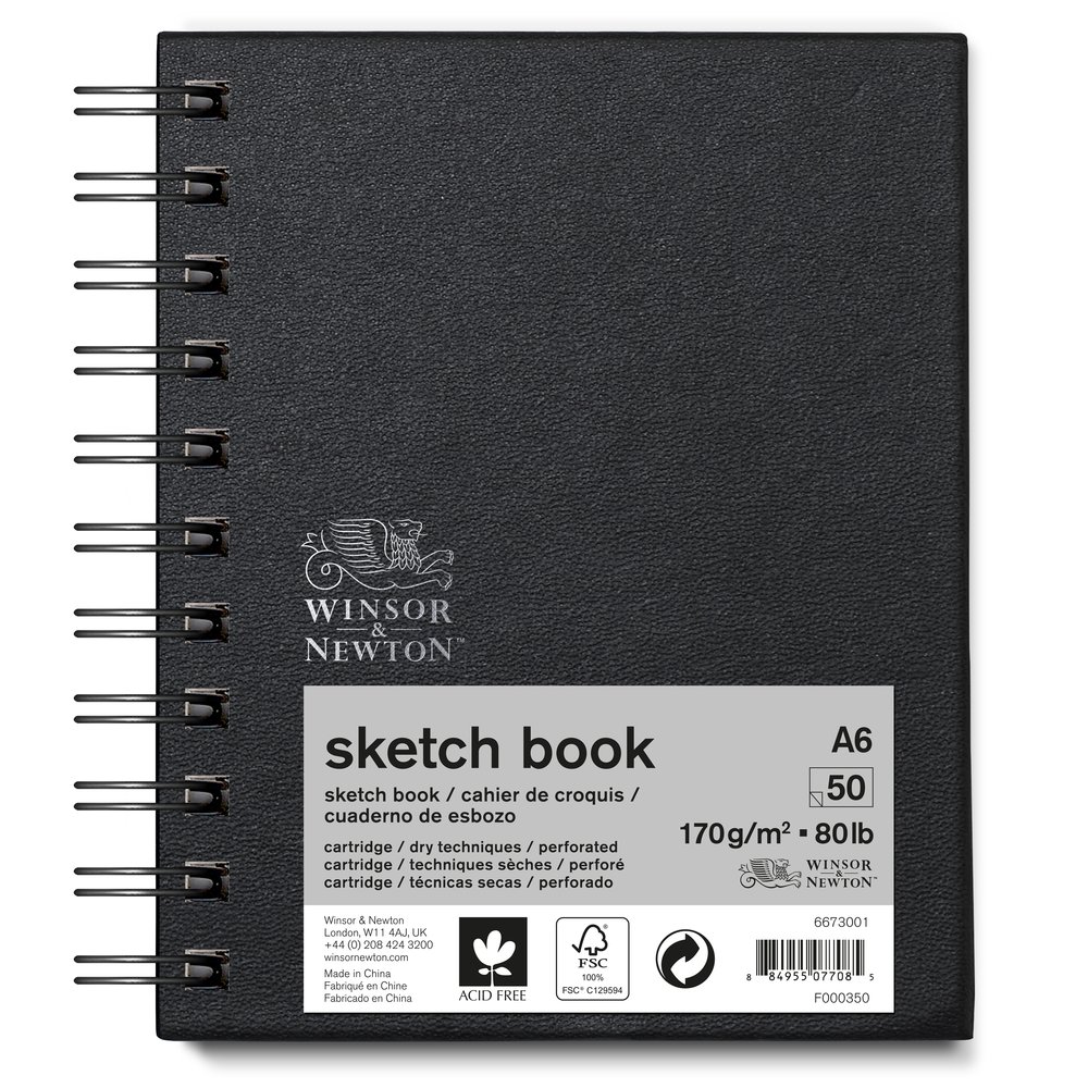 Winsor & Newton Papier Esquisse Cahier De Croquis Spirale 170g A6 50 Feuilles