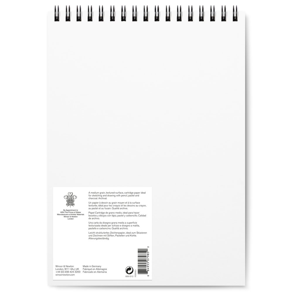 Winsor & Newton Papier Dessin Bloc Spirale Grain Moyen 150g 22,9x30,5cm 25 Feuilles