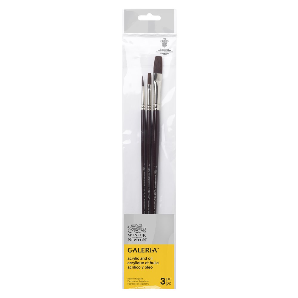 Winsor & Newton Galeria Pinceau Manche Long Pack 3 V2