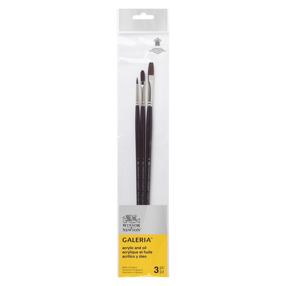 Winsor & Newton Galeria Pinceau Manche Long Pack x3 V2